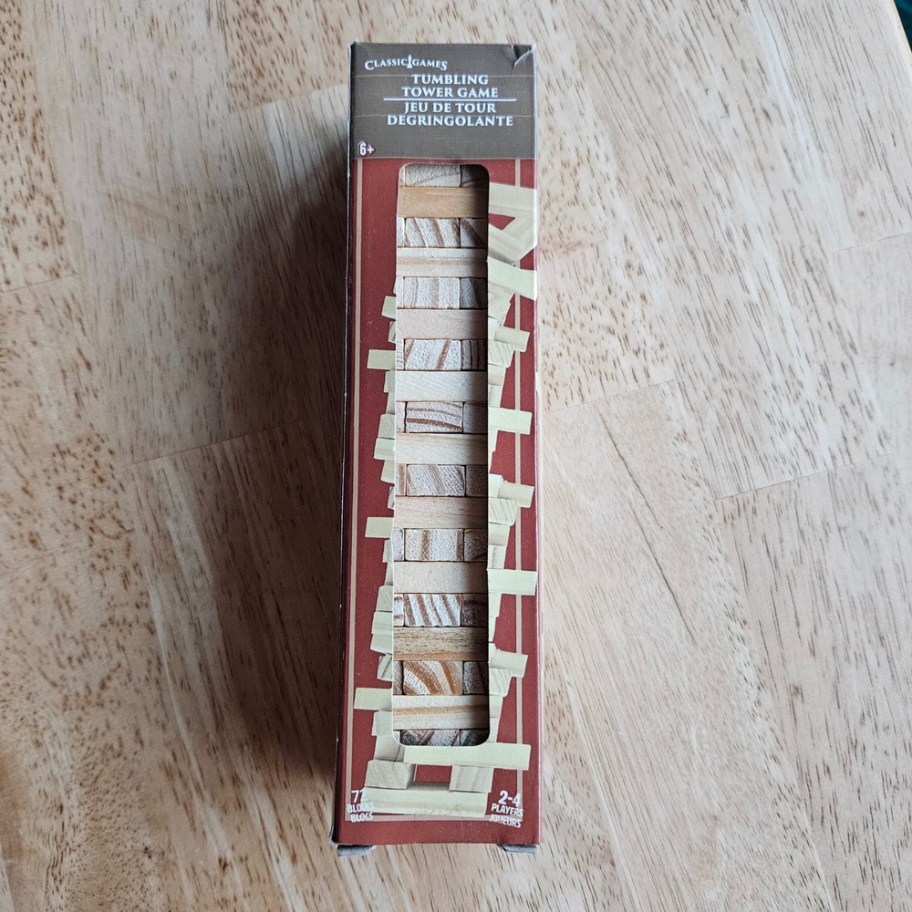 Classic Games Tumbling Tower Wooden Block Stacking Game 72 Pieces 639277884442